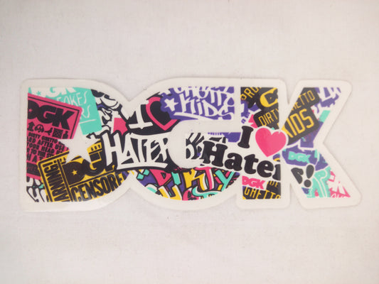 DGK I Heart Haters Mash Up Clear White Multicolor 5" x 2" Sticker