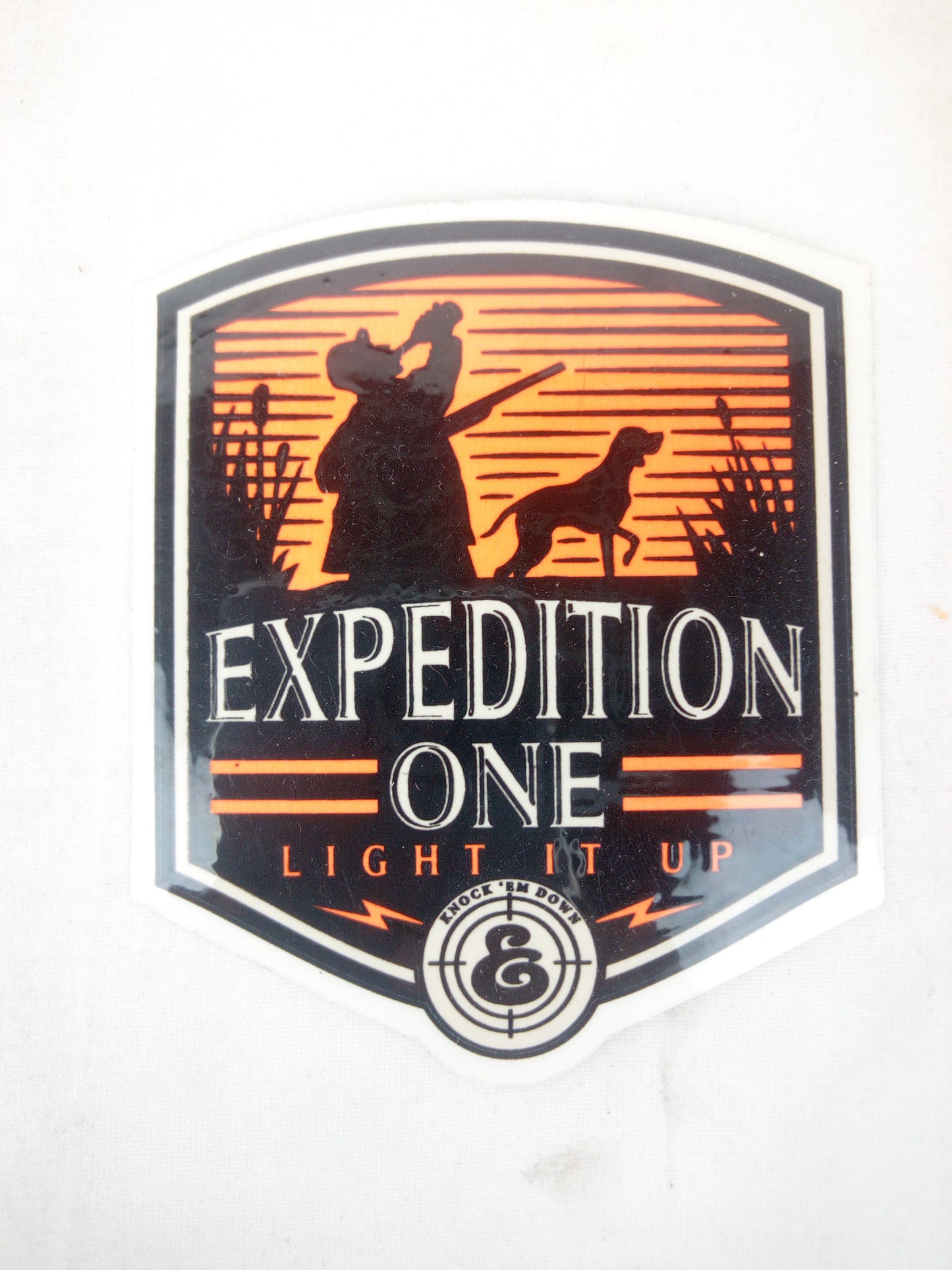 Expedition One Light It Up Clear Black Orange 3.5" x 3" Vintage NOS Sticker