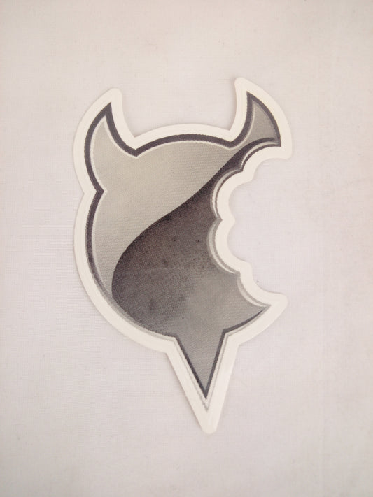 World Industries Devil Man Helmet Head Chomp Clear Grey 4" x 2.5" Vintage NOS Sticker
