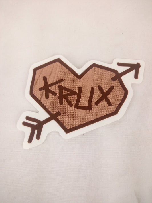 Krux Trucks Heart With Arrow Clear Brown Tan 4" x 2.5" Vintage NOS Sticker