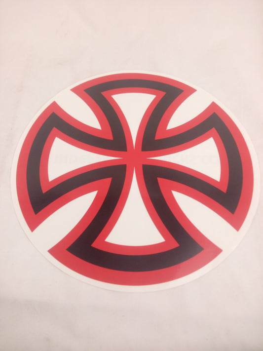 Independent Truck Company Clear Red Black Red Clear Cross 12" x 12" (Large) Vintage NOS Sticker