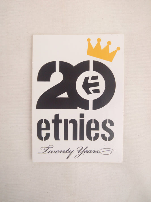 Etnies 20 Year Anniversary White Black Yellow 2.75" x 2" Vintage NOS Sticker