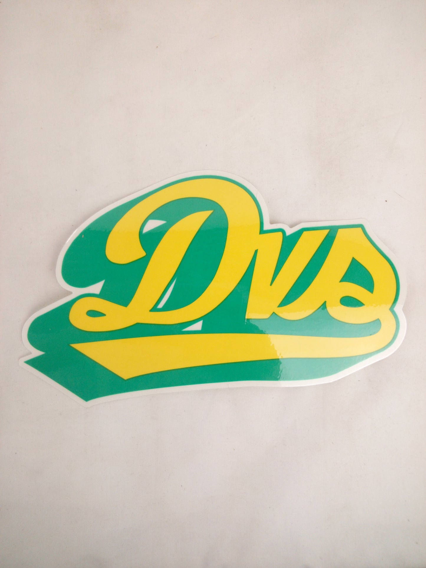 DVS Shoes DVS Logo Clear Teal Yellow 8" x 4.7" Vintage NOS Sticker