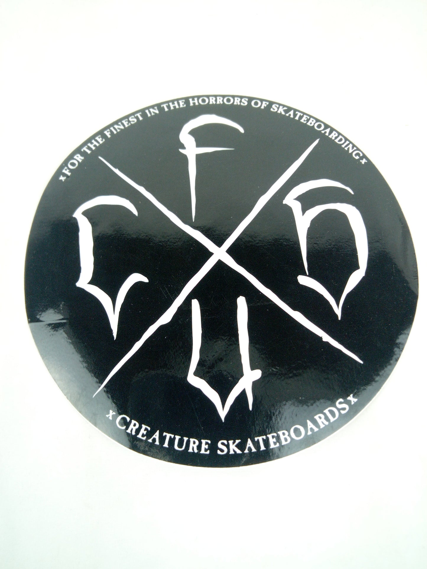 Creature CFSU X Black White 6" x 6" Circle Vintage NOS Sticker