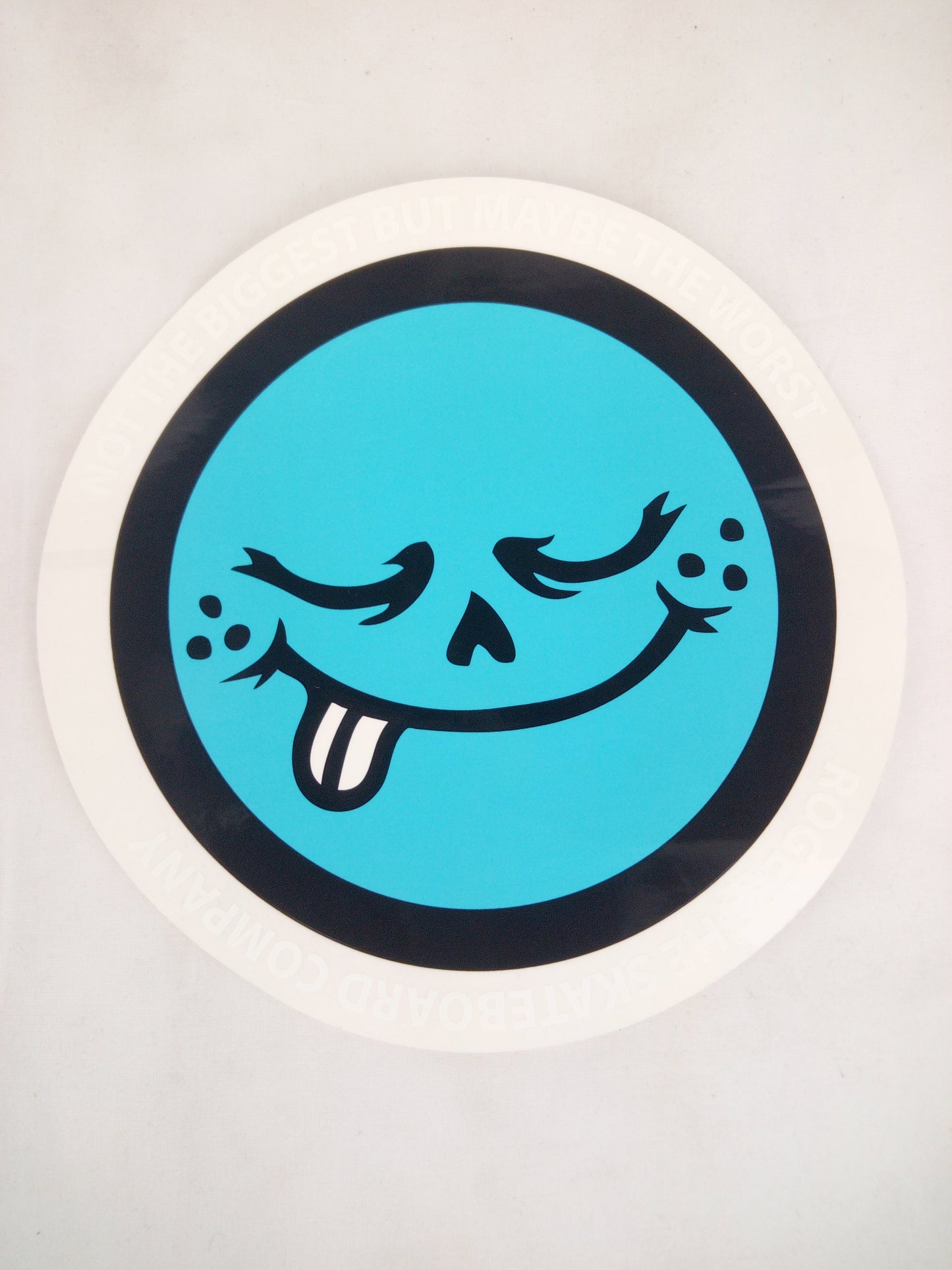 Roger Skateboards Roger Head Tongue Out Clear Black Blue 7" x 7" Sticker