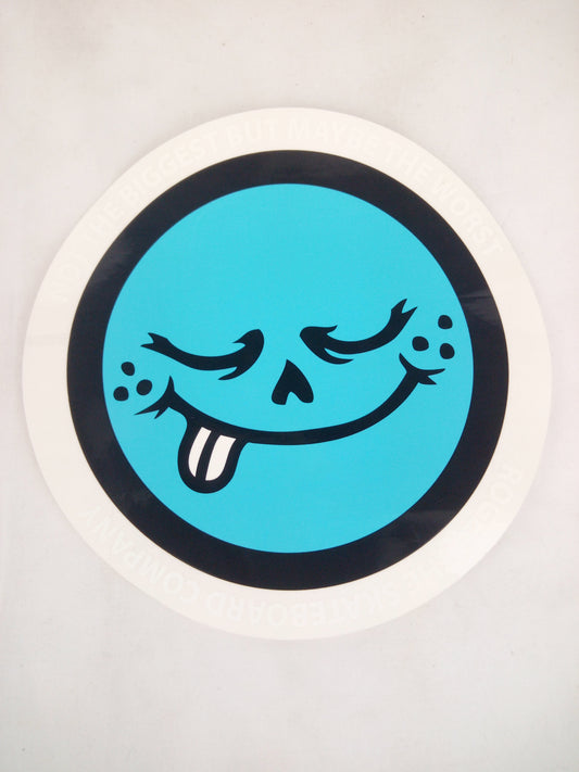 Roger Skateboards Roger Head Tongue Out Clear Black Blue 7" x 7" Sticker