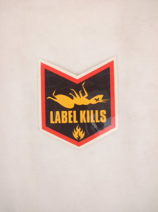 Black Label Label Kills Ant Clear Red Black 4" x 3.25" Vintage NOS Sticker