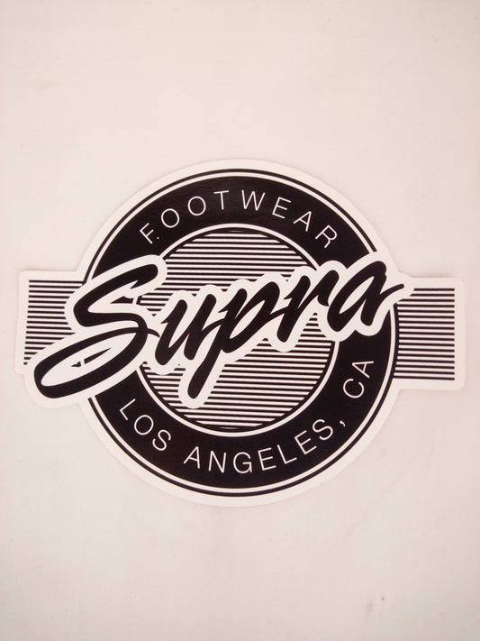 Supra Footwear Los Angeles Ca Circle Stripes White Black 4.8" x 6.2" Sticker