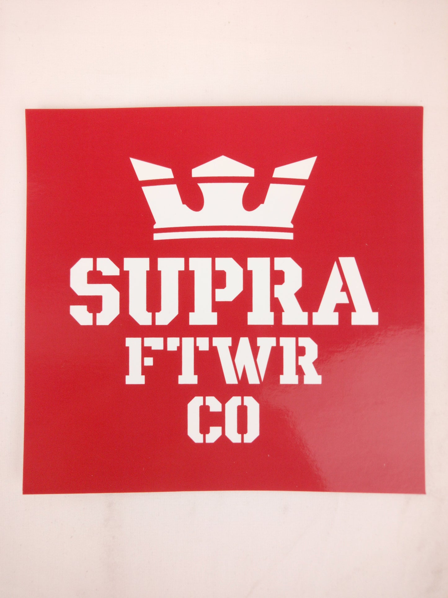 Supra FTWR Co Red White 5" x 4.7" Sticker