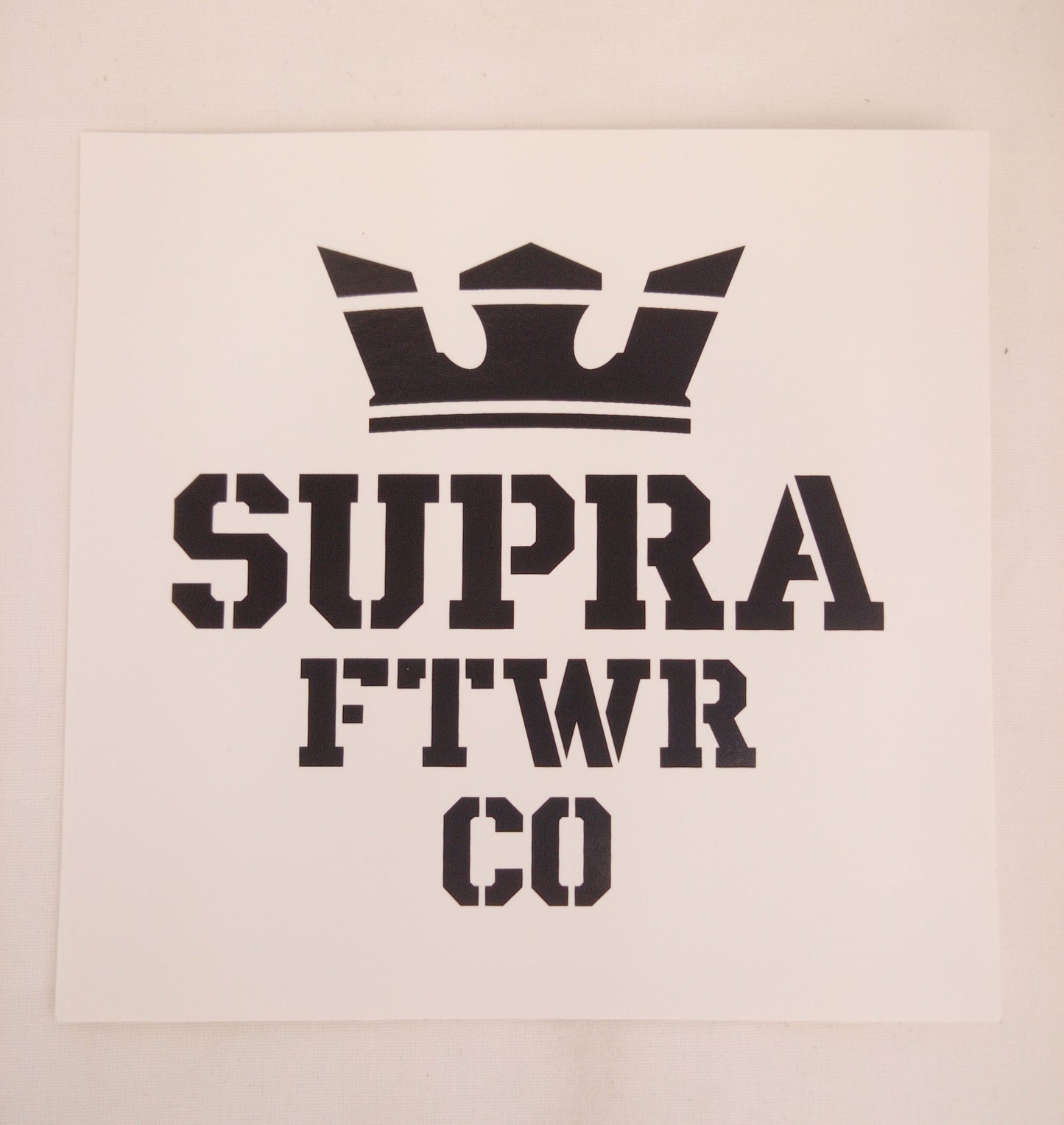 Supra FTWR Co White Black 5" x 4.7" Sticker