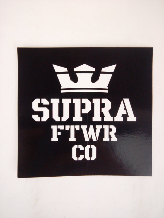 Supra FTWR Co Black White 5" x 4.7" Sticker