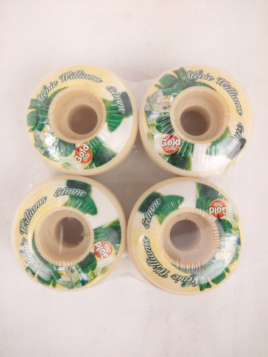 Gold Wheels Stevie Williams Signature Gold Club Yellow Green 52mm Vintage NOS Wheels