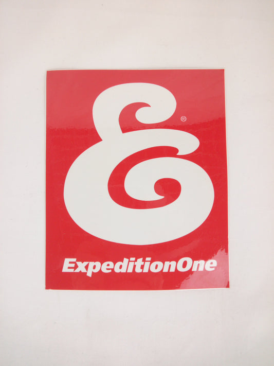 Expedition One E Logo Red White 6.25" x 5.1" Vintage NOS Sticker