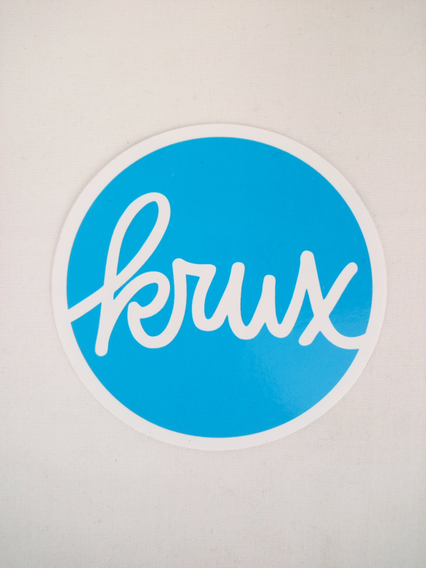 Krux Trucks Krux Cursive Logo White Blue 3" x 3" Vintage NOS Sticker