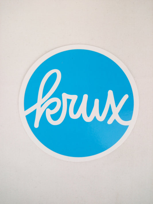 Krux Trucks Krux Cursive Logo White Blue 3" x 3" Vintage NOS Sticker