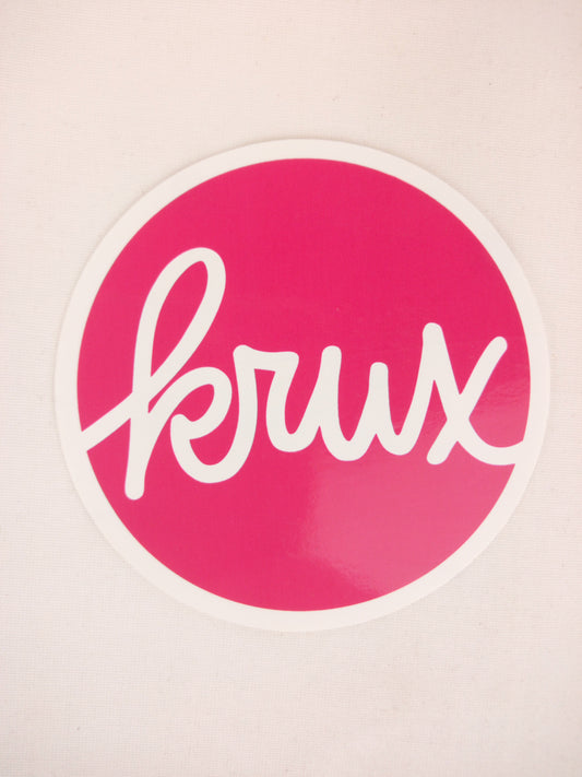 Krux Trucks Krux Cursive Logo White Pink 3" x 3" Vintage NOS Sticker