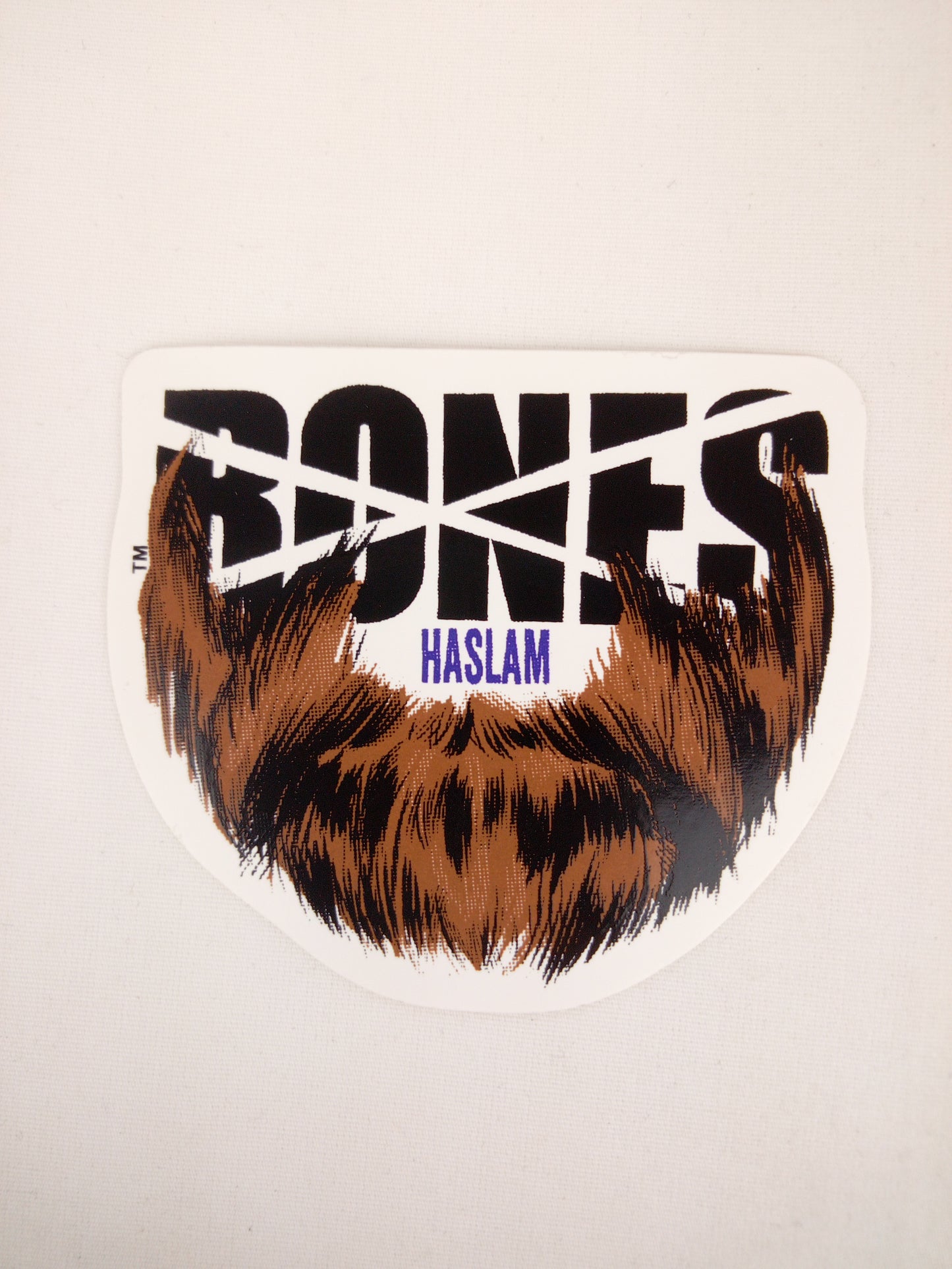 Bones Wheels Chris Haslam Hair Black Brown White 2.5" x 2.75" Vintage NOS Sticker