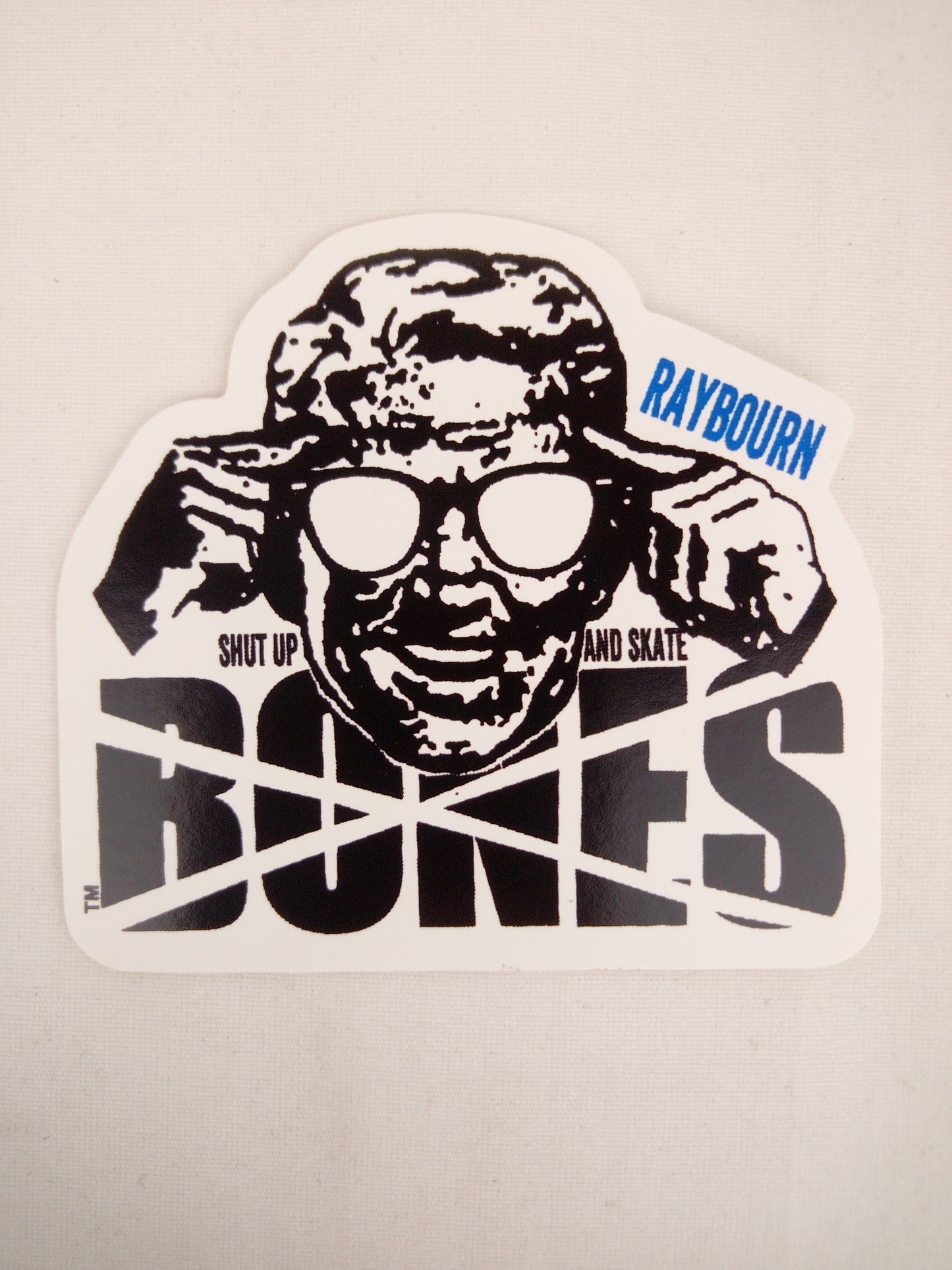 Bones Wheels Ben Raybourn White Black Blue 3" x 2.75" Vintage NOS Sticker