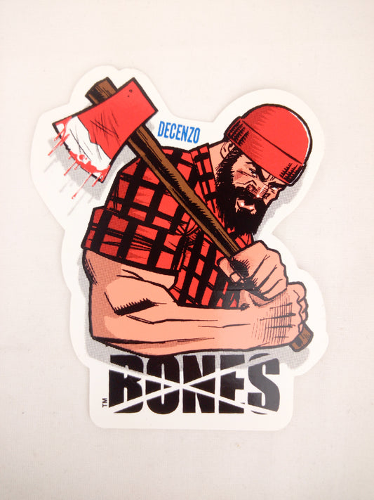 Bones Wheels Ryan Decenzo Black Red White Lumberjack 4.25" x 3.25" Vintage NOS Sticker