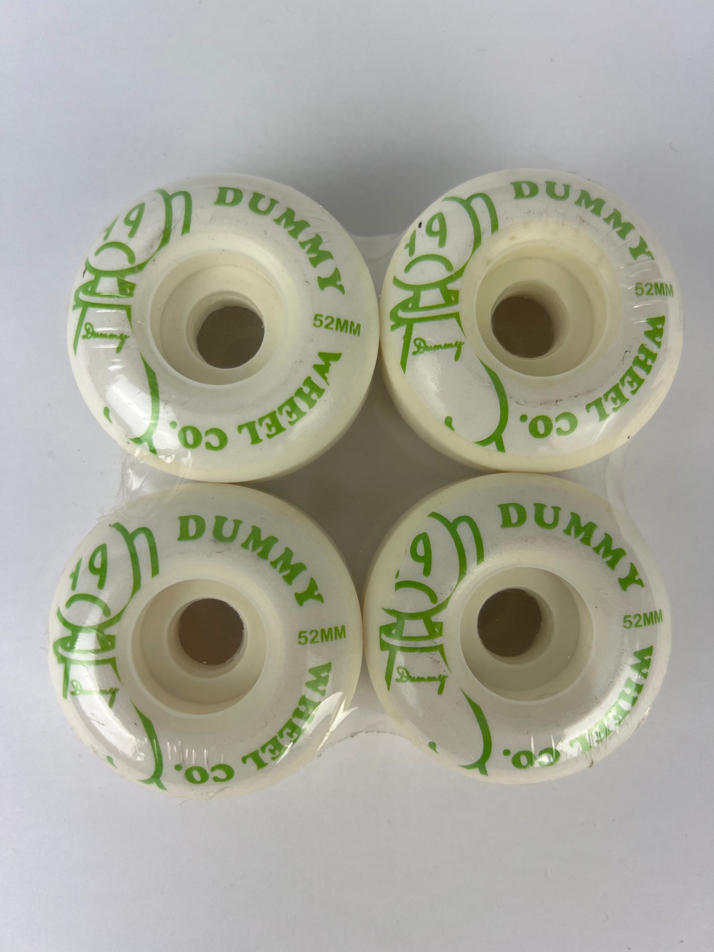 Dummy Wheel Co. Dummy Shirt All White Green Size 52MM Vintage NOS Wheels