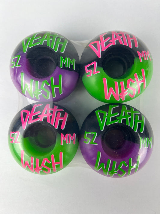 Deathwish Tye Dye Split Color Purple Green Black Pink Size 52MM Vintage NOS Wheels