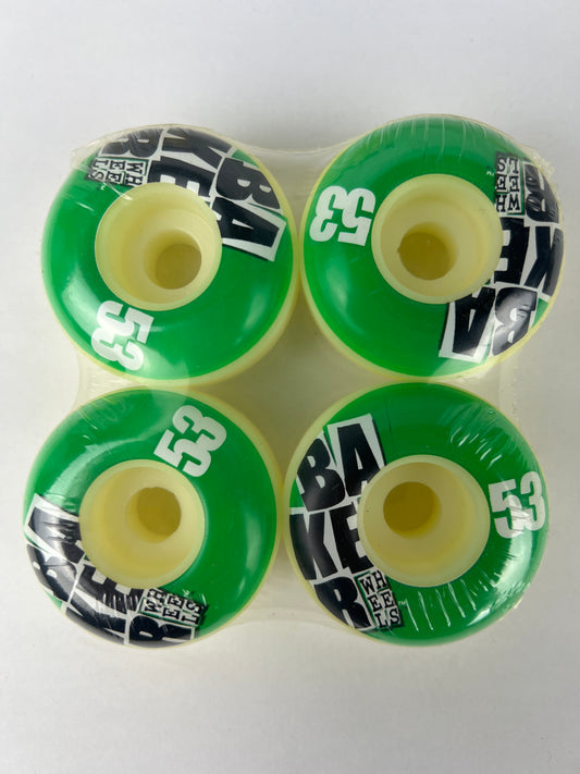 Baker Baker Logo Green White Black Size 53MM Vintage NOS Wheels