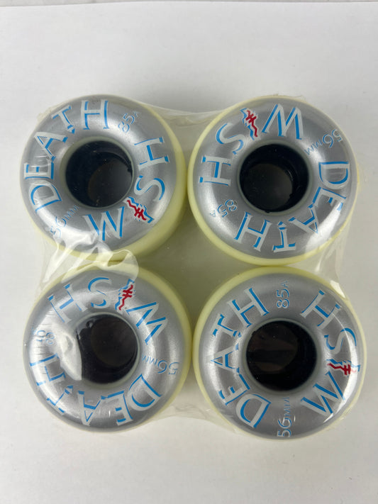Deathwish Silvershot Flatbacks Silver White Blue Red Size 56MM 85A Duro Vintage NOS Wheels