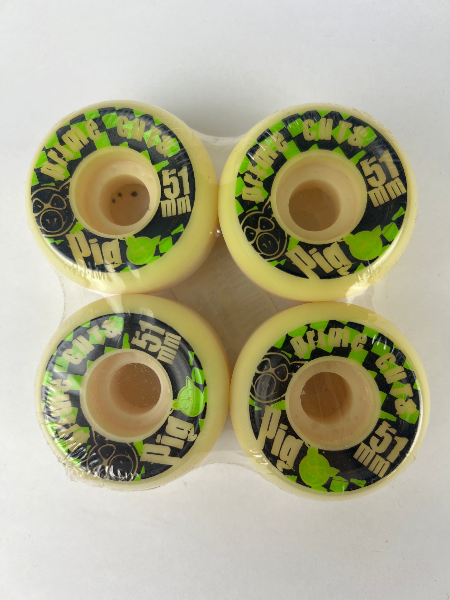 Pig Prime Cuts Black Checks Green White Size 51MM Vintage NOS Wheels
