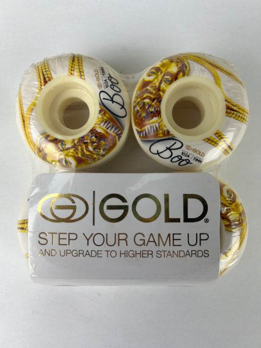 Gold Wheels Gold Goons Boo Johnson Greek God White Gold Black Size 51MM 102A Duro Vintage NOS Wheels
