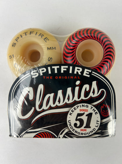 Spitfire Classics Red Black White Size 51mm 99A Duro Vintage NOS Wheels