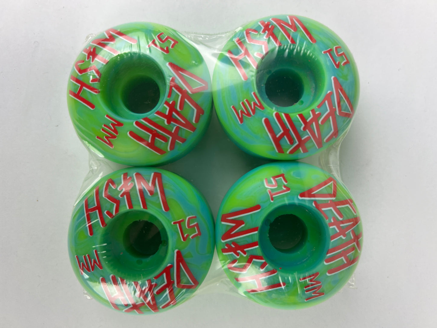 Deathwish Tye Dye Green Red Swirls Size 52MM Vintage NOS Wheels
