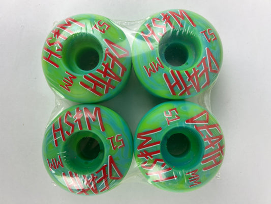 Deathwish Tye Dye Green Red Swirls Size 52MM Vintage NOS Wheels
