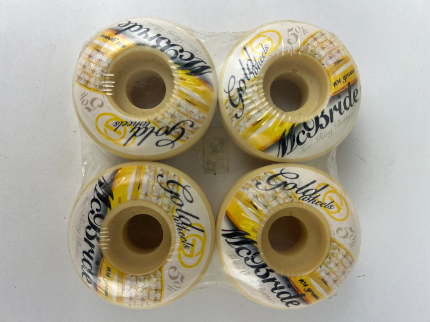Gold Wheels Marcus McBride Two-Ring Buttaz White Black Gold Size 50MM 101A Duro Vintage NOS Wheels