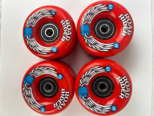 Santa Cruz Road Rider Wings Red White Blue Size 65MM 78A Duro Vintage NOS Wheels With 808 Abec-3 Bearings Included