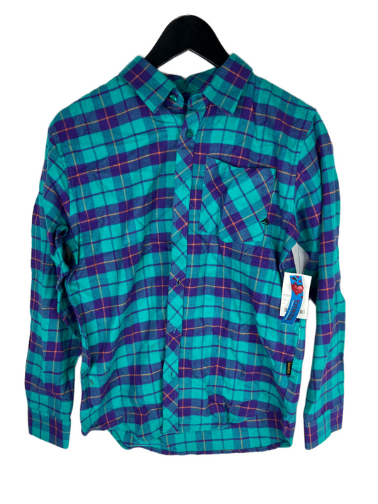 Emerica Emerica Clothing Jerry Hsu Tartan Turquoise Purple Plaid Size Youth L L/s Vintage Flannel Pocket Shirt