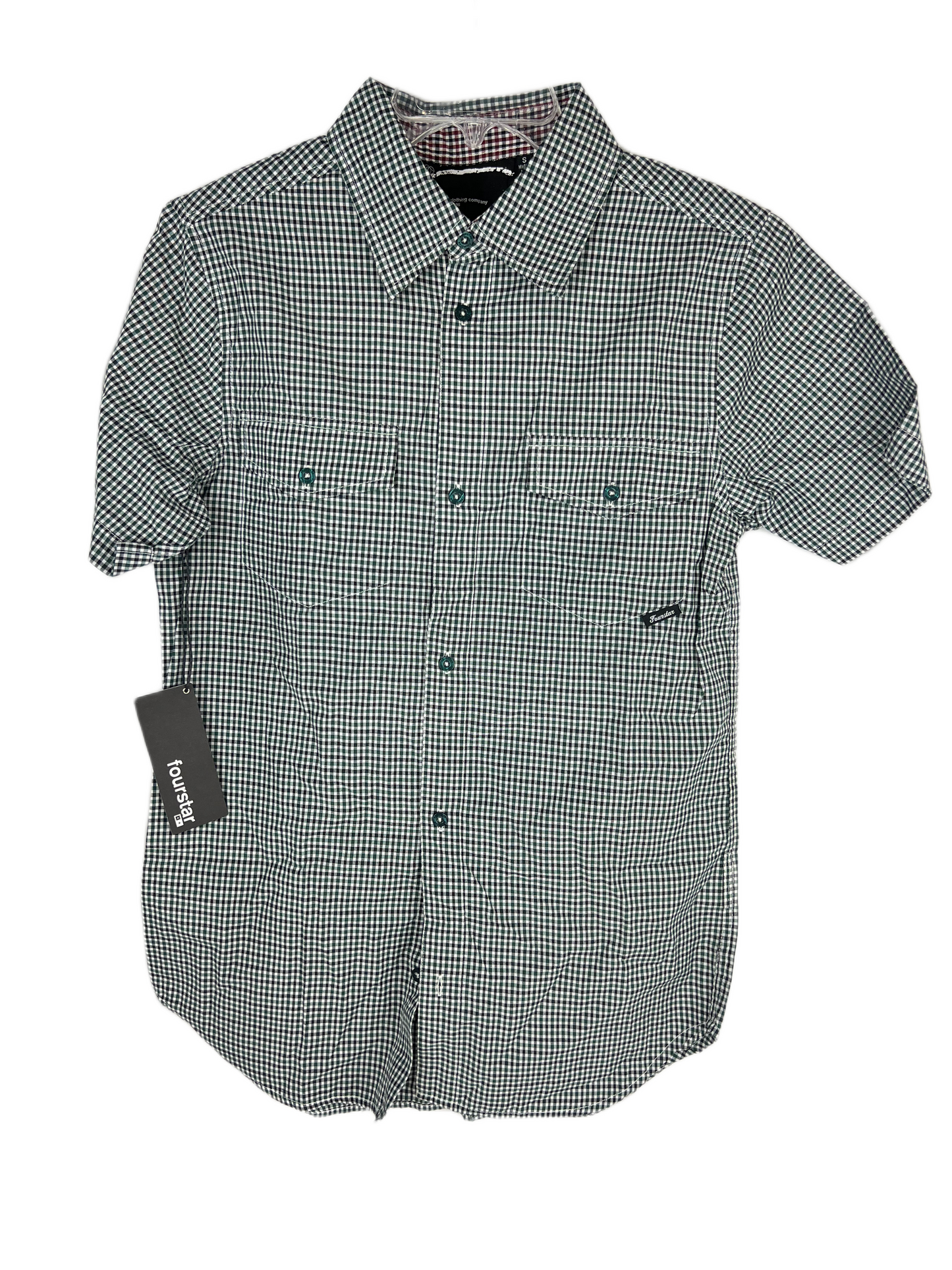 Fourstar Clothing Fourstar Black Plaid Size S S/s Vintage Button Up Pocket Woven Shirt