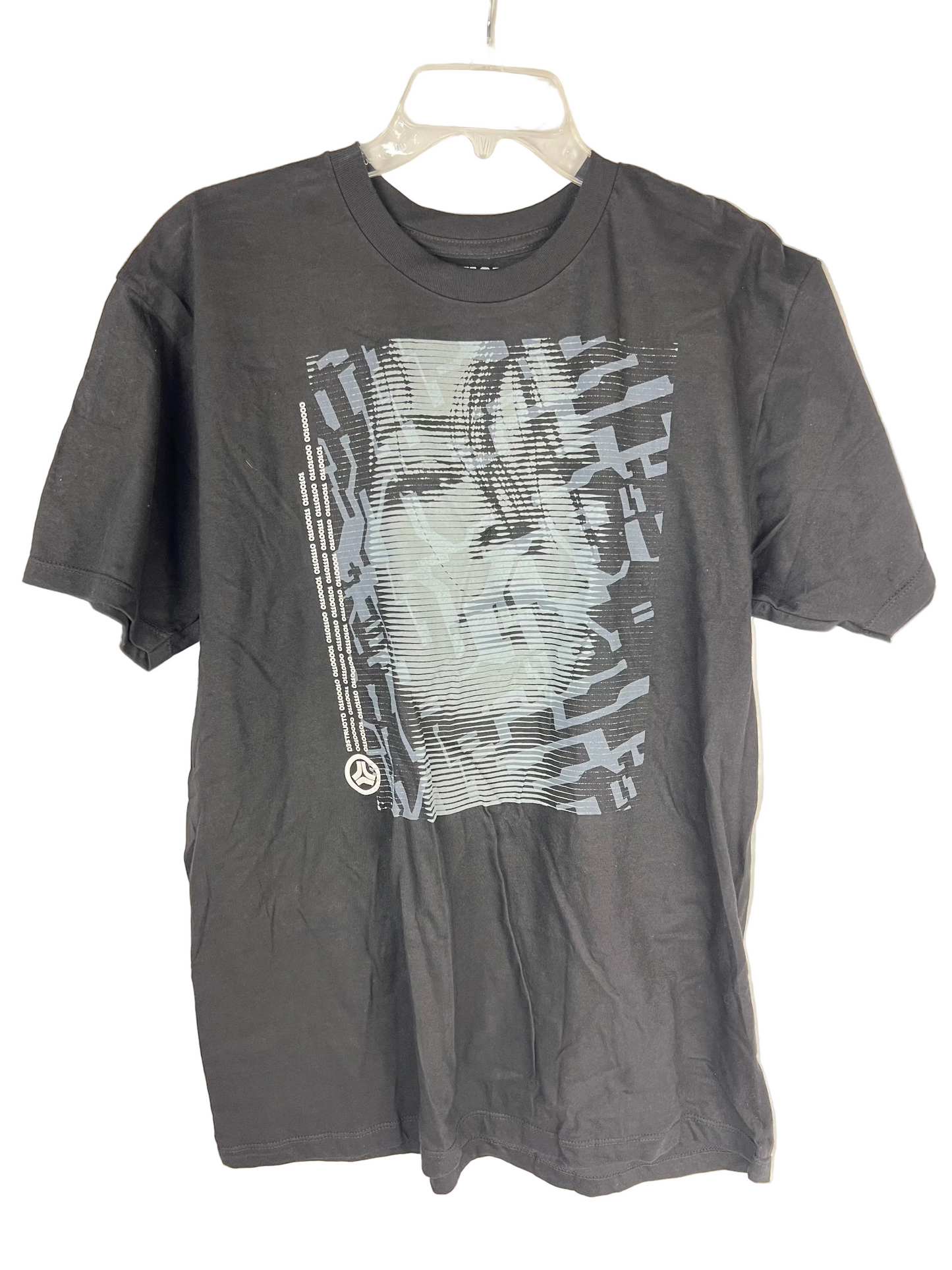 Destructo Binary Woman 01100001 Black Gren navy White Size L S/s Vintage Shirt