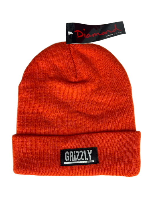 Grizzly Griptape Orange Black White One Size Fits All Vintage Beanie
