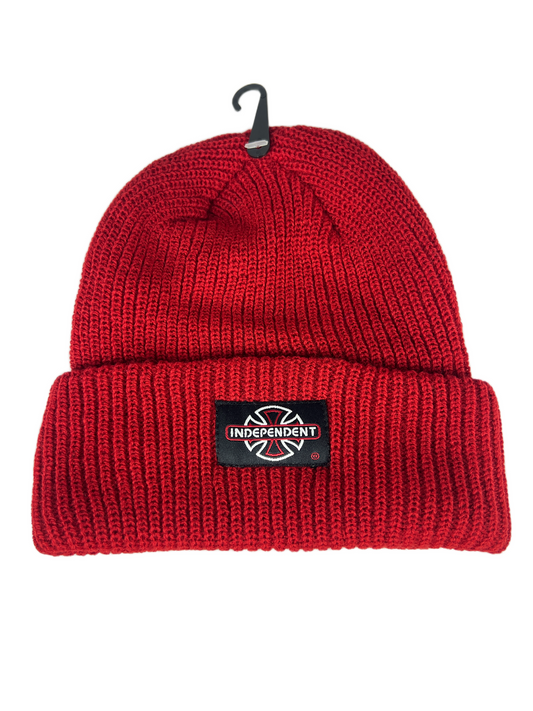 Independent Pier Long Shoreman Iron Cross Logo Red White Black One Size Fits All Vintage Beanie