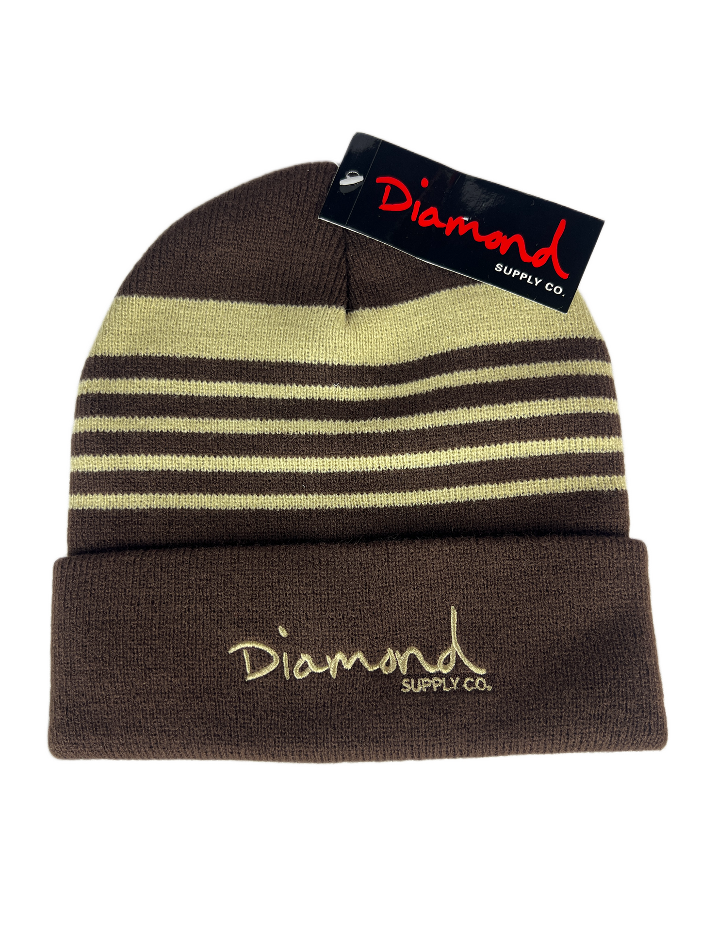 Diamond Supply Co. Brown Gold Striped One Size Fits All Vintage Beanie