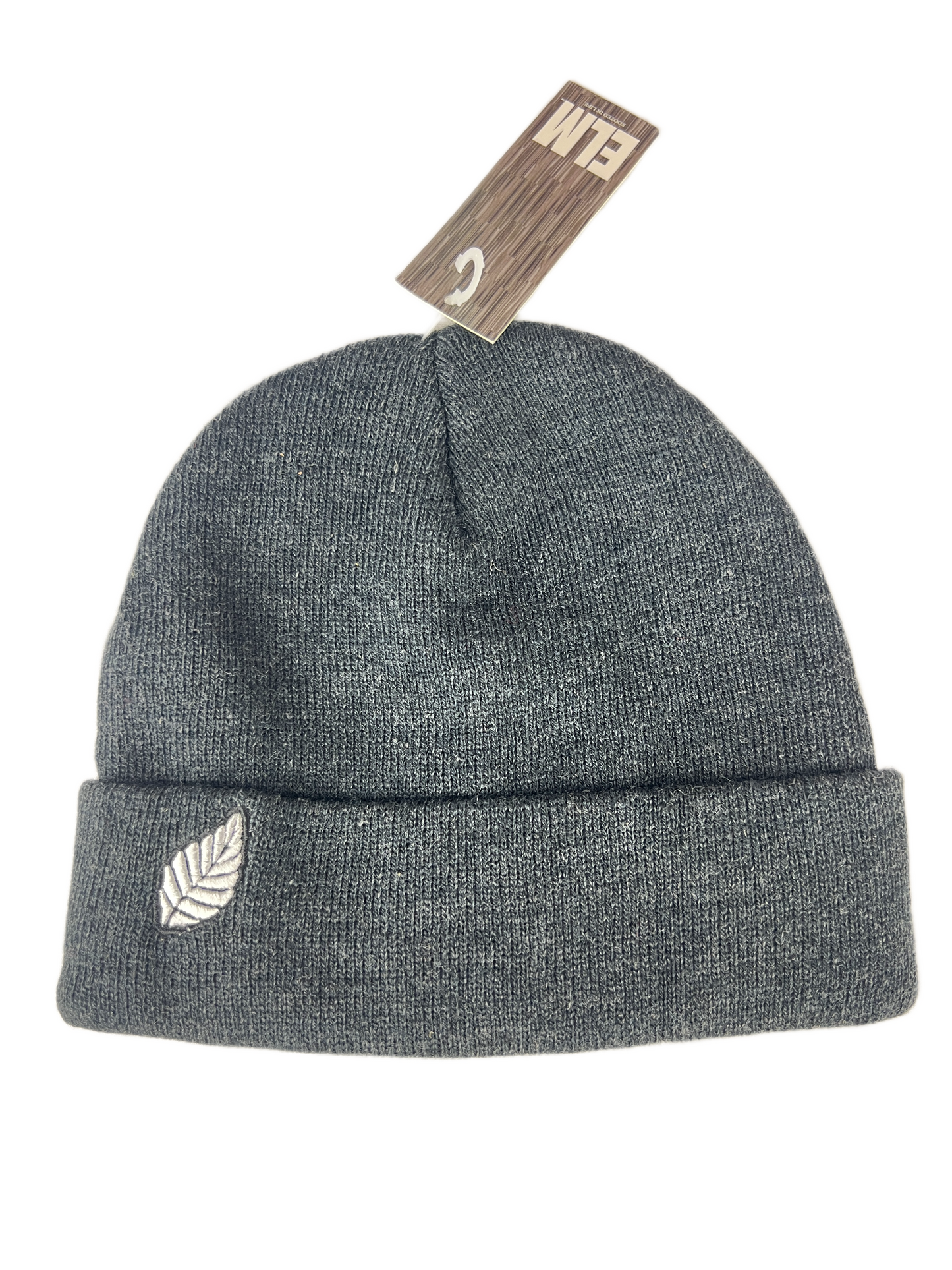 Elm Company Reservoir Elm Leaf Logo Charcoal Silver One Size Fits Most Vintage Beanie