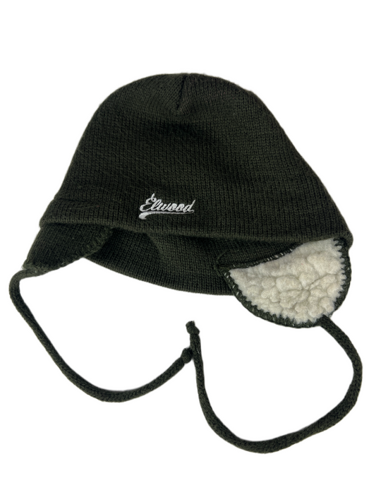 Elwood Olive Silver One Size Fits All Vintage Wool Earflaps Beanie