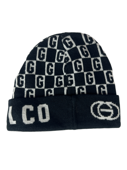Gold Wheels G All Over Print Black White One Size Fits All Vintage Beanie