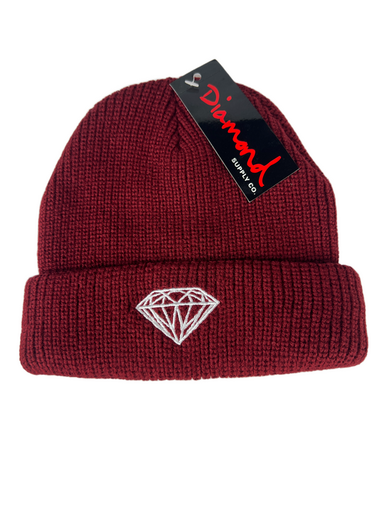 Diamond Supply Co. Burgundy Silver Diamond Logo One Size Fits all Vintage Beanie