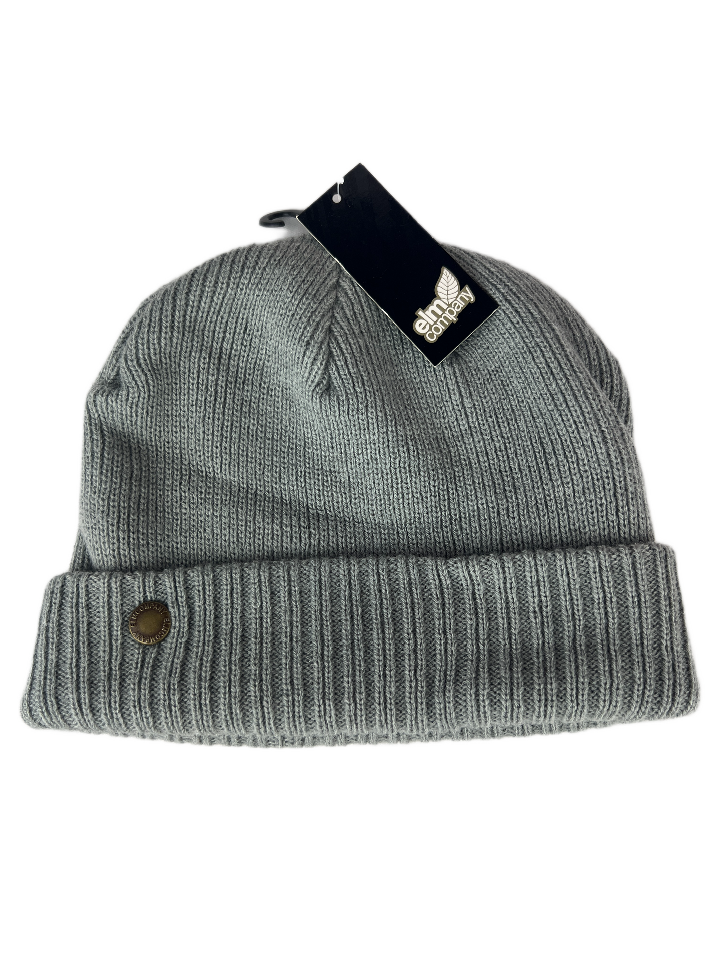 Elm Company Bellmont Heather Gray Brass Button One Size Fits Most Vintage Beanie