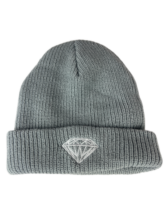 Diamond Supply Co DIA Brilliant Industrial Fold Grey Silver One Size Fits All Vintage Beanie