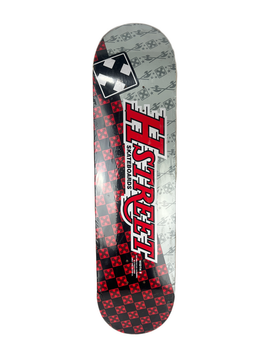 H-Street Team Checkered Red Grey White Size 8.0" Vintage NOS Deck
