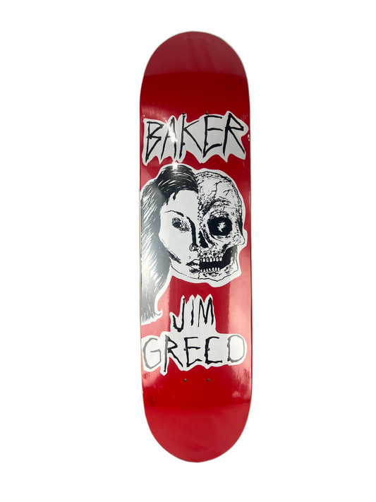Baker Jim Greco Tat Series Split Face Red White Black Size 8.1" Vintage NOS Deck