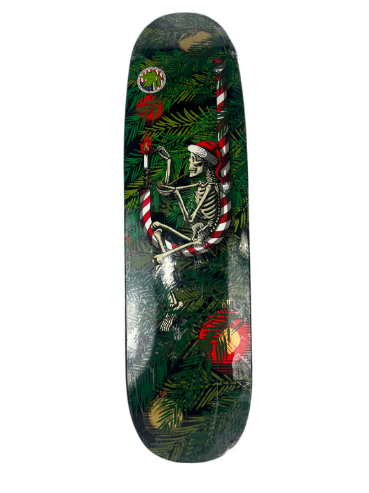 Powell Peralta Skellington Christmas Tree With Candy Cane White Black Green Red Size 8.375" Vintage NOS Shaped Deck