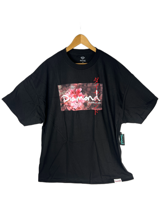 Diamond Supply Co Floral Black White Pink Red Size XXL S/s Vintage Shirt